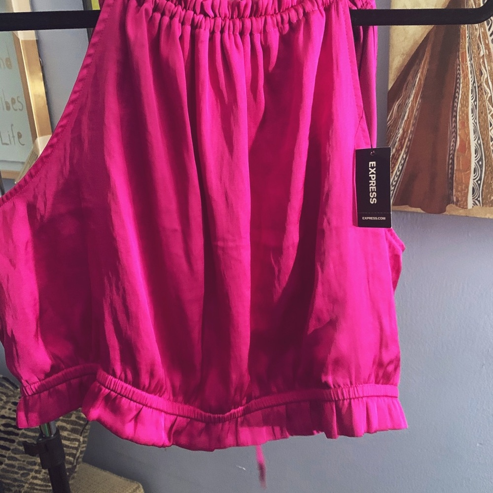 Pink Silk Halter XL Top